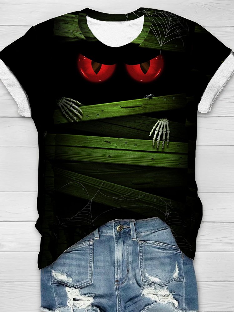 Loose Casual Crew Neck Halloween T-Shirt