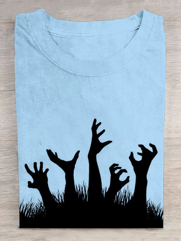 Crew Neck Halloween Casual T-Shirt