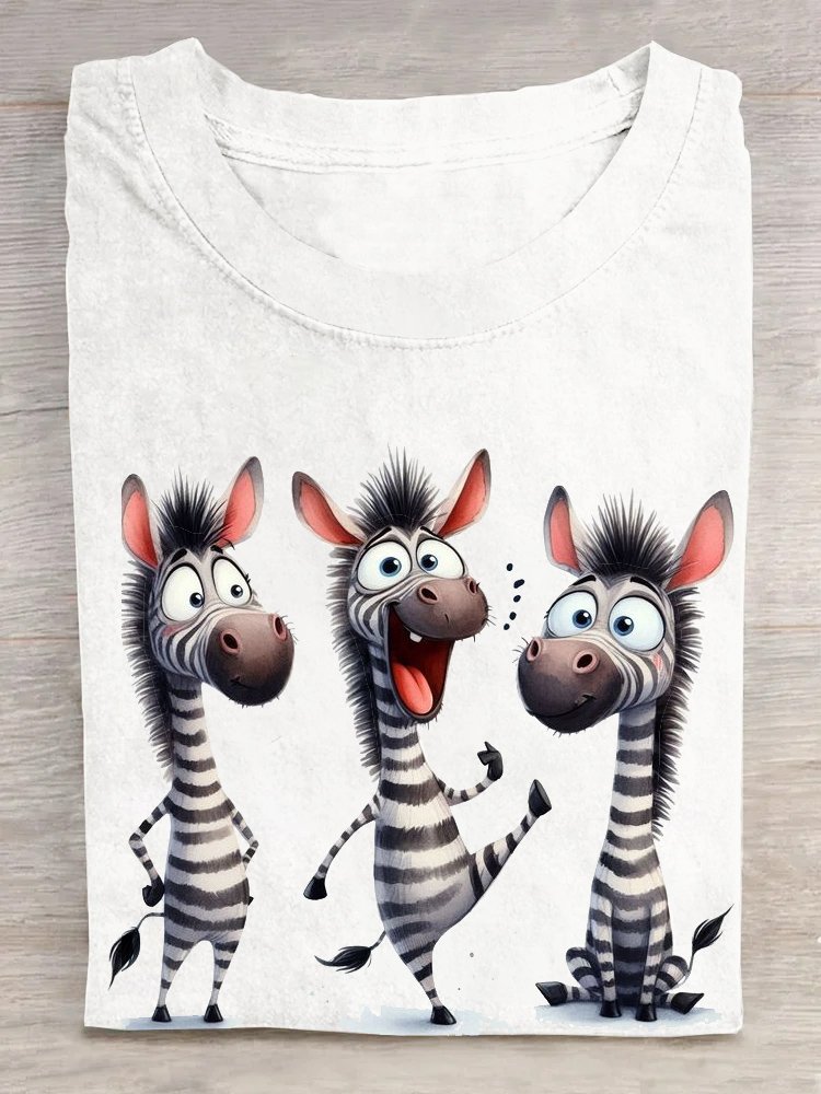 Cotton Loose Zebra Casual T-Shirt