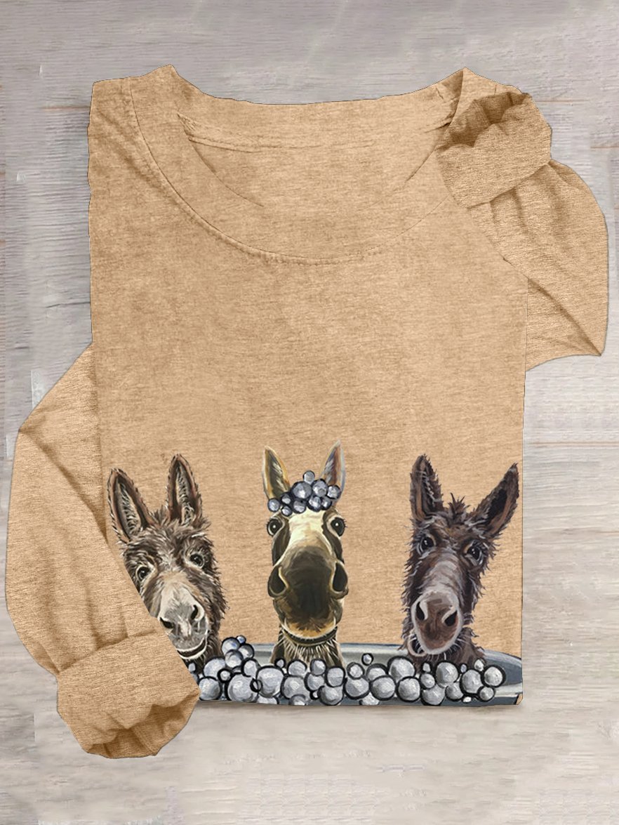 Cotton-Blend Horse Casual T-Shirt