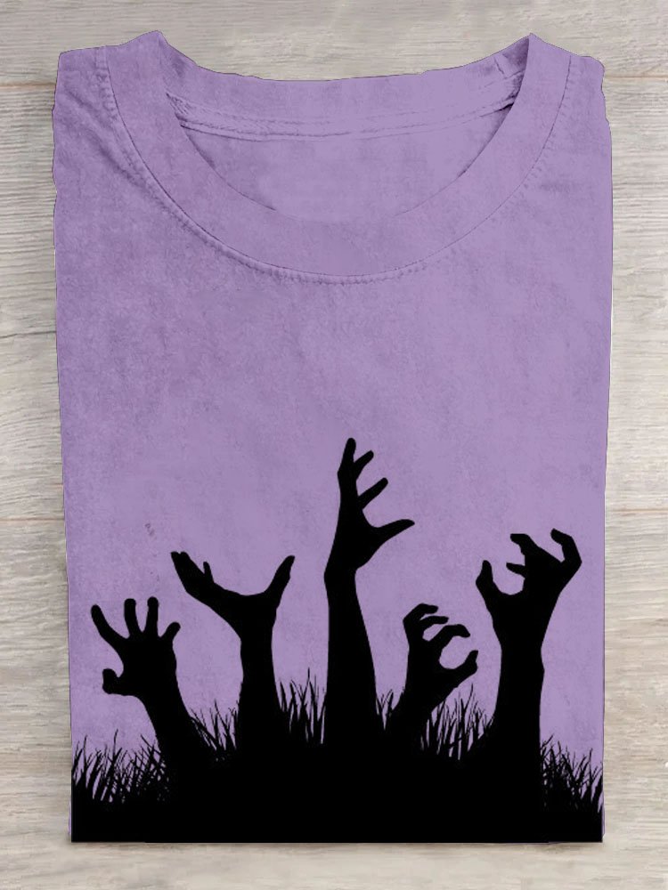 Crew Neck Halloween Casual T-Shirt