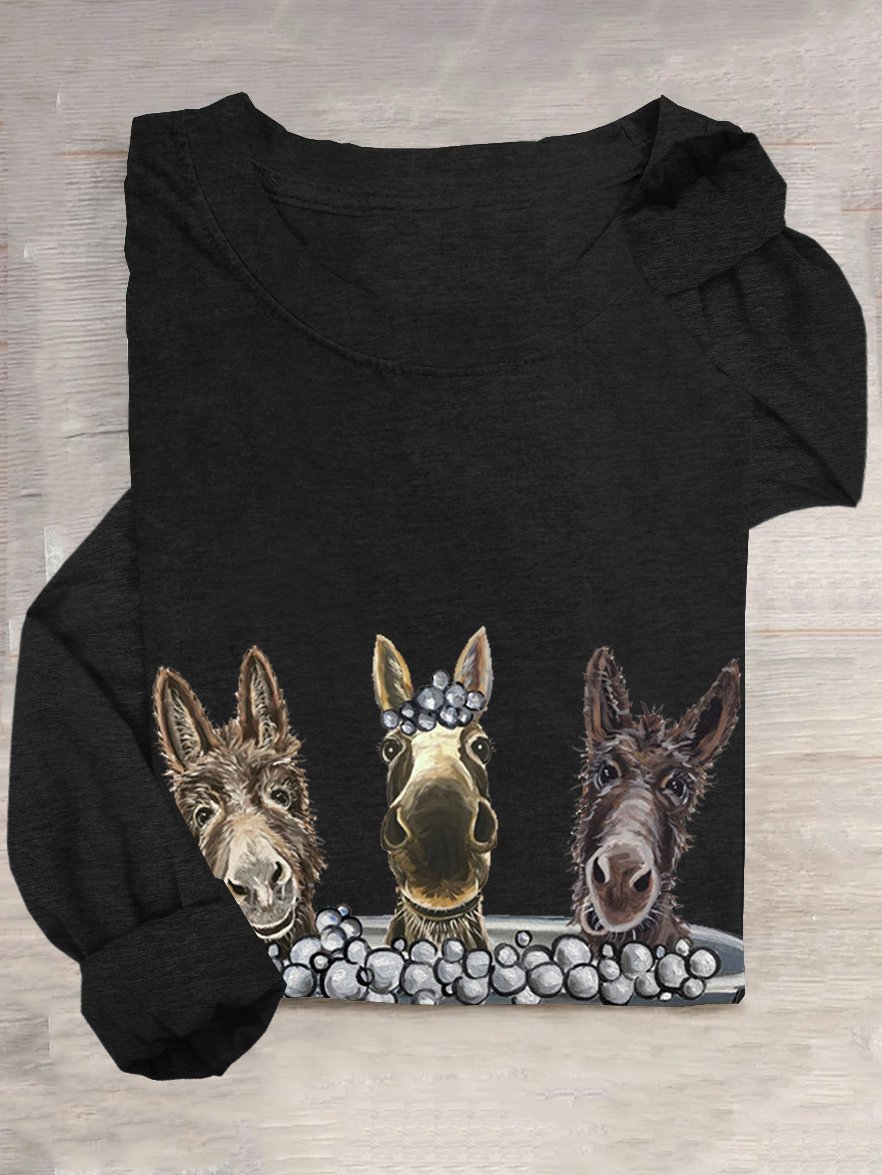 Cotton-Blend Horse Casual T-Shirt