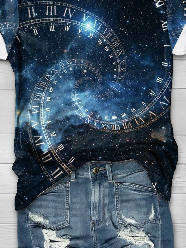 Abstract Starry Sky Crew Neck Casual Jersey T-Shirt