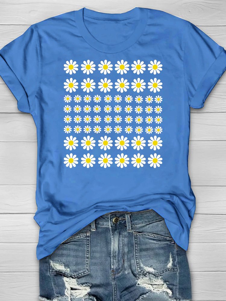 Casual Cotton-Blend Small Daisy T-Shirt