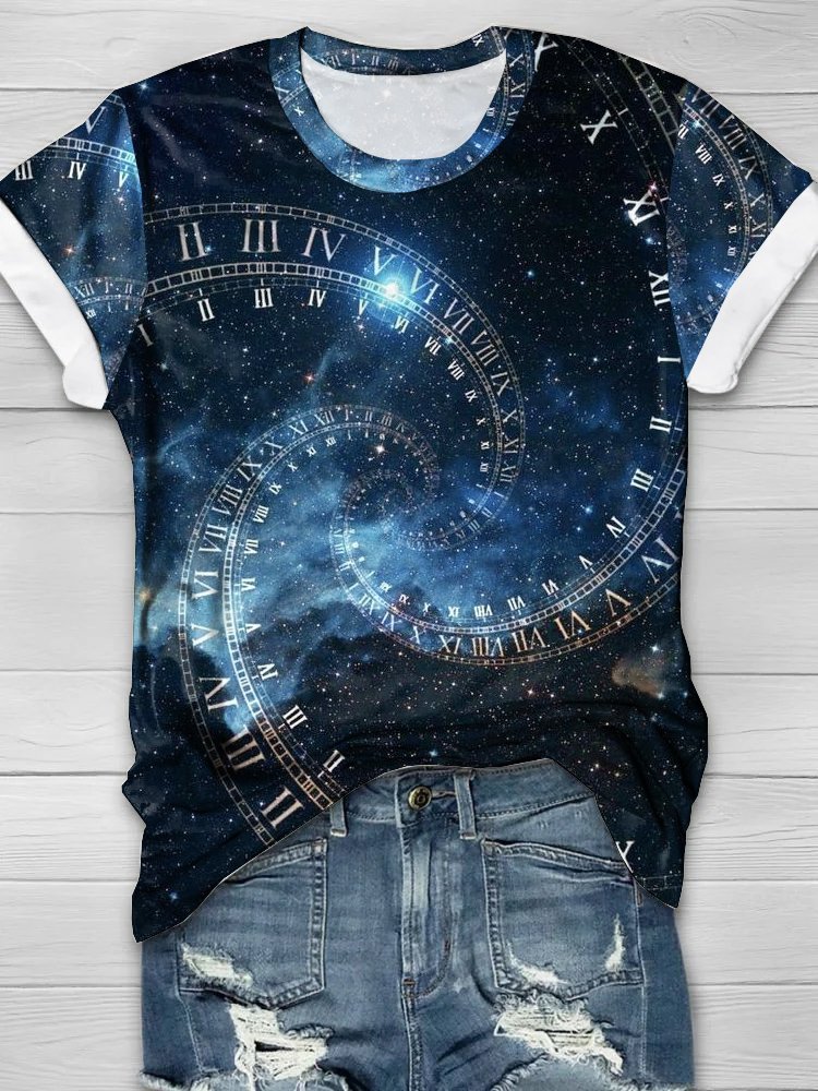 Abstract Starry Sky Crew Neck Casual Jersey T-Shirt