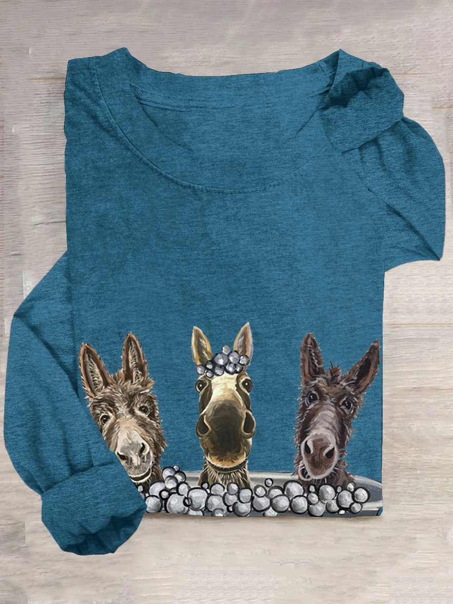 Cotton-Blend Horse Casual T-Shirt