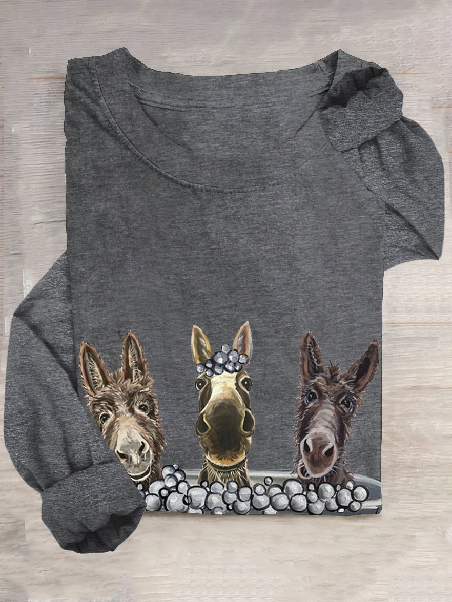 Cotton-Blend Horse Casual T-Shirt