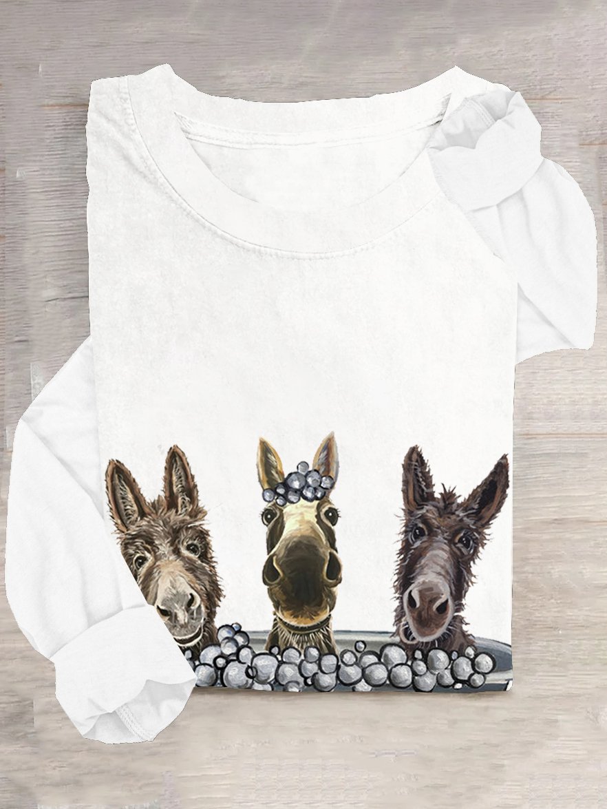 Cotton-Blend Horse Casual T-Shirt