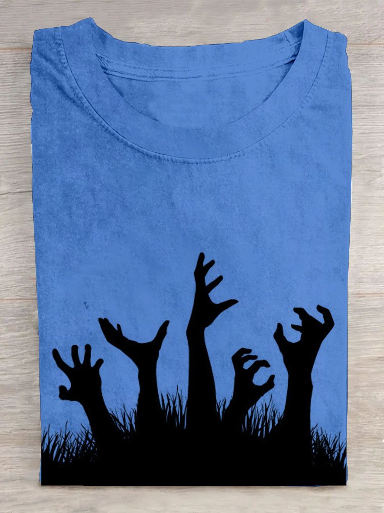 Crew Neck Halloween Casual T-Shirt