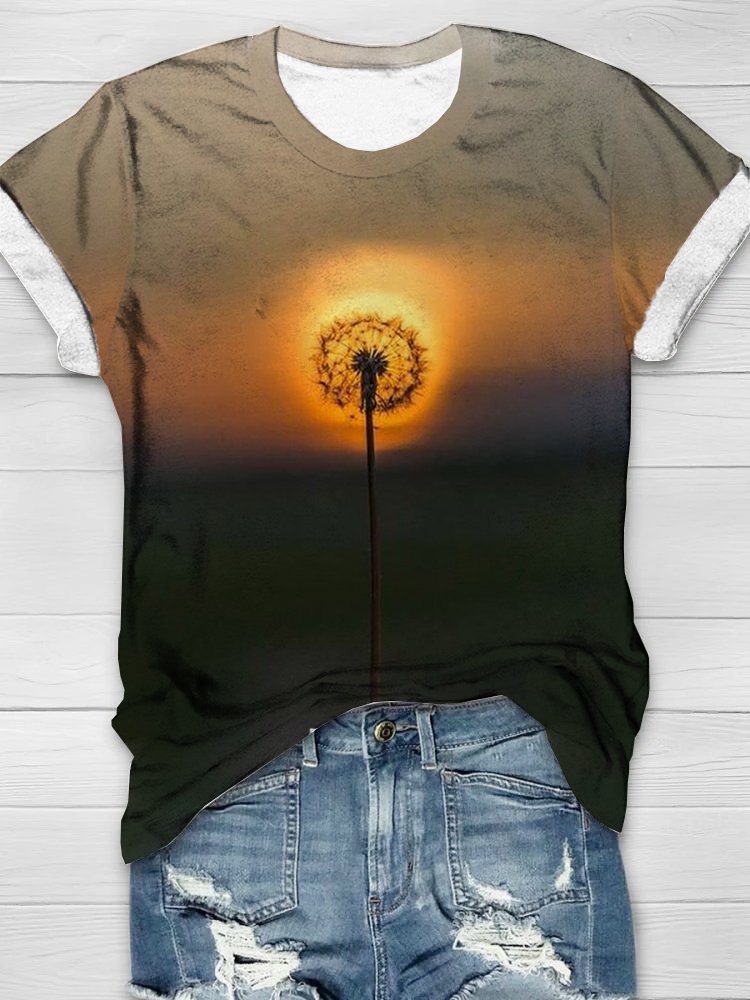 Casual Dandelion Jersey Loose T-Shirt