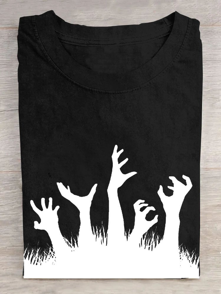 Crew Neck Halloween Casual T-Shirt