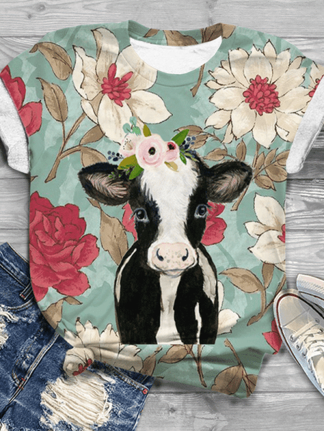 Loose Casual Horse Jersey T-Shirt