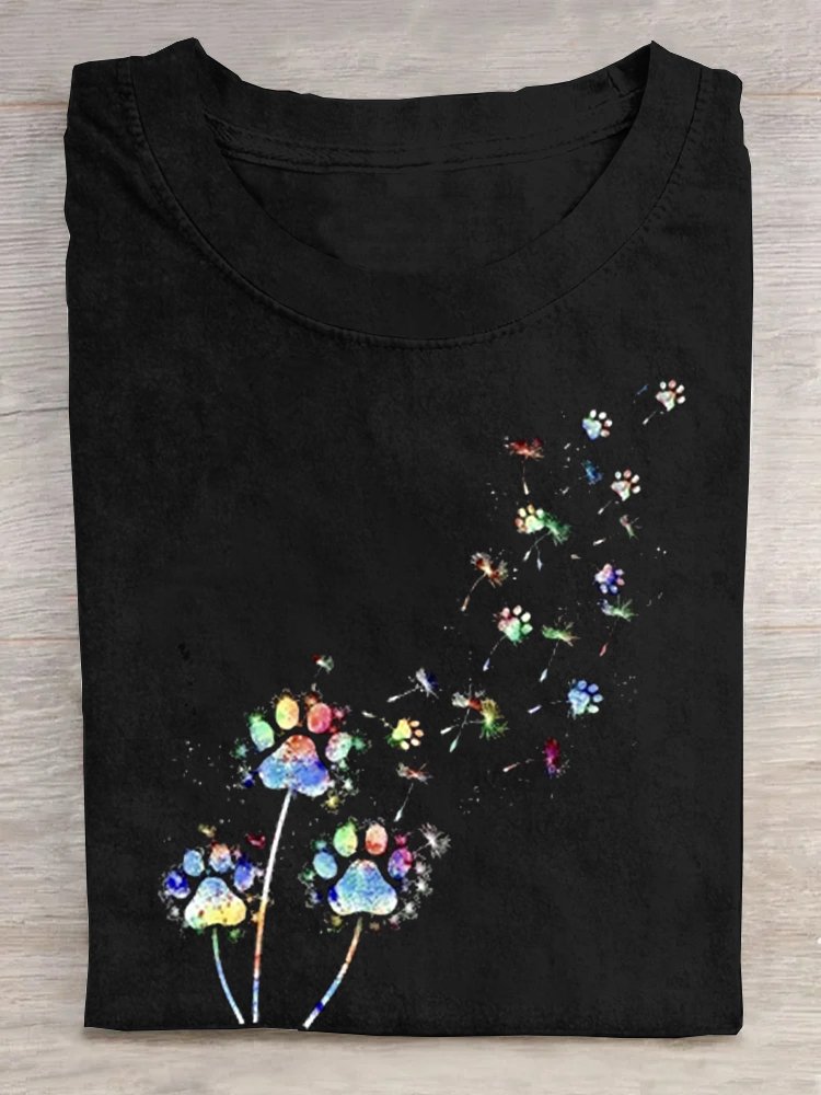 Dandelion Crew Neck Cotton Casual T-Shirt