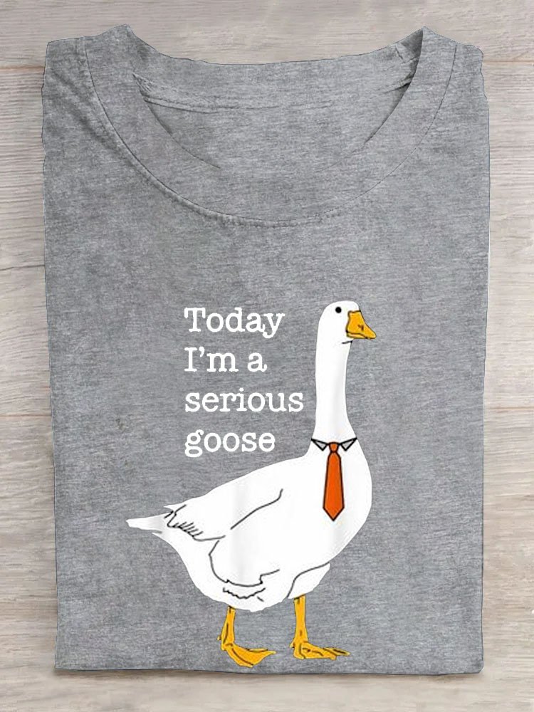 Funny Duck Text Letter Printed Round Neck Short Sleeve Casual T-shirt