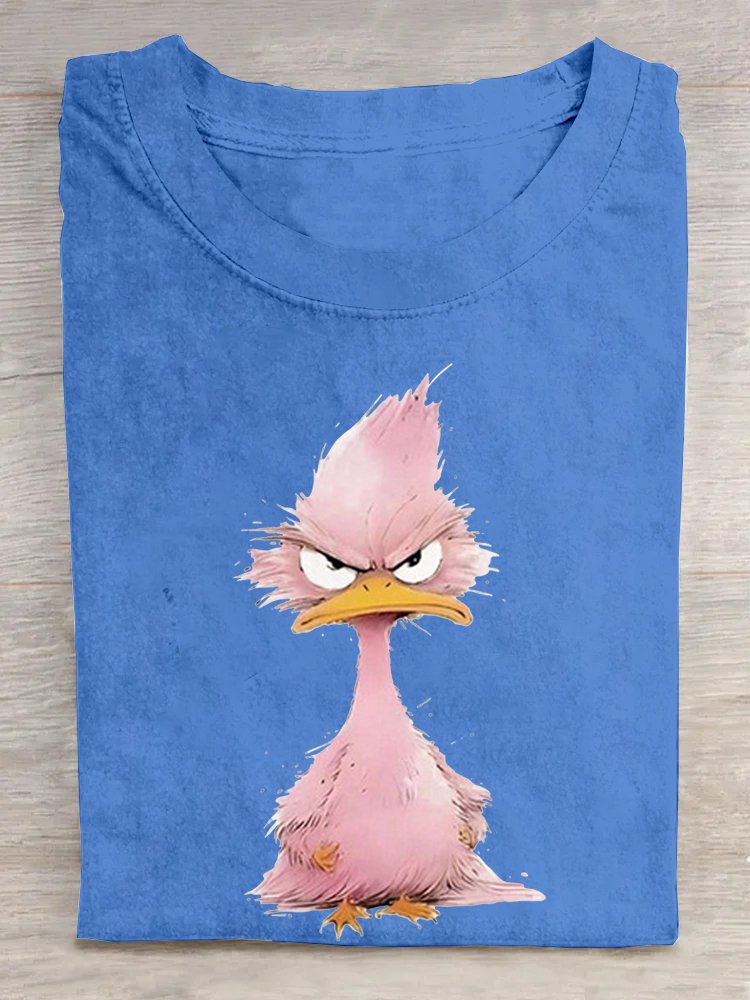 Casual Loose Crew Neck Duck T-Shirt