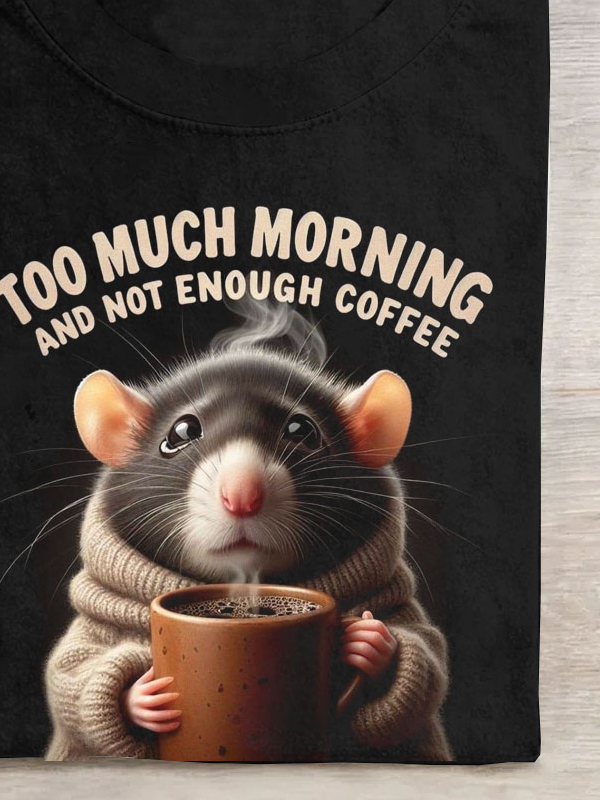 Fun mouse print round neck short sleeved casual T-shirt