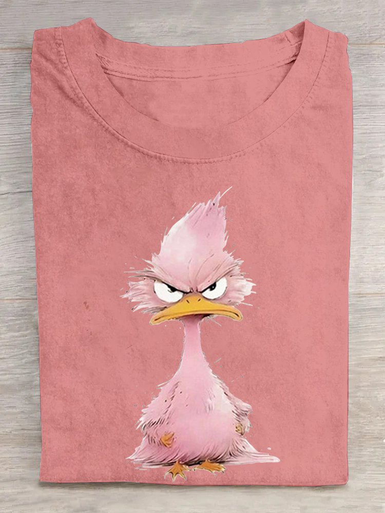 Casual Loose Crew Neck Duck T-Shirt