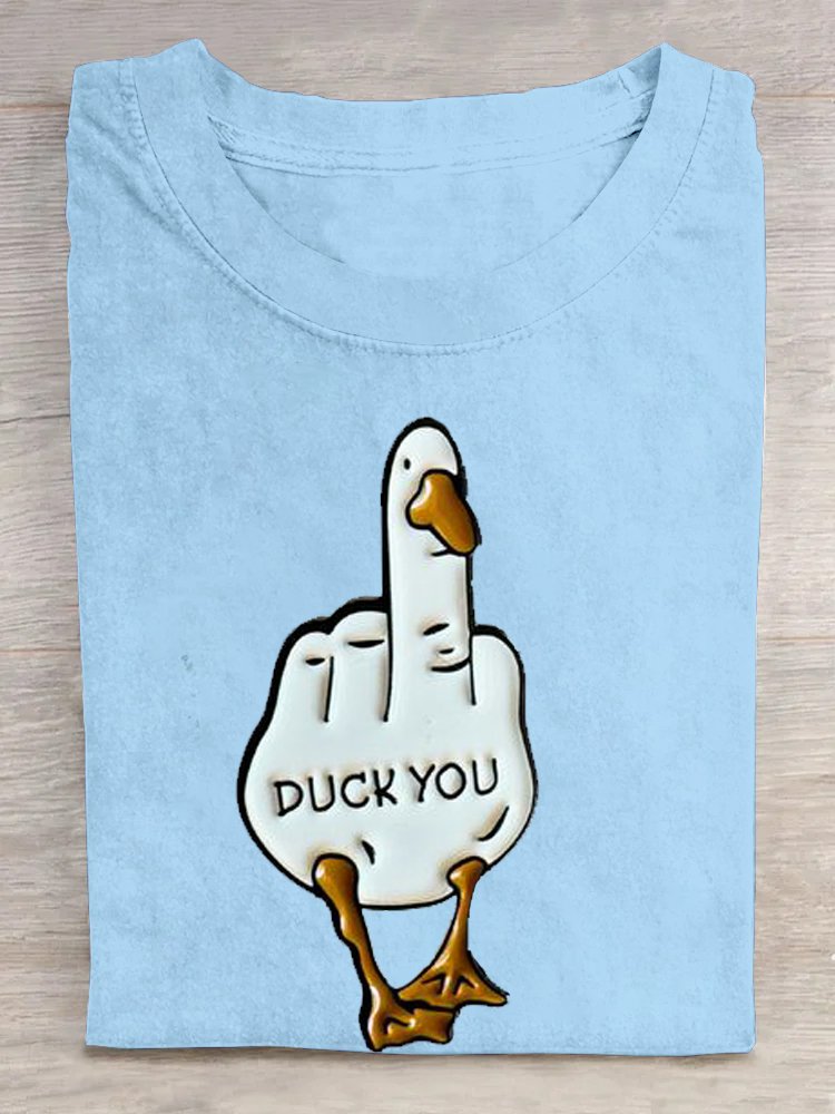 Cotton Casual Duck Letter Pattern T-Shirt