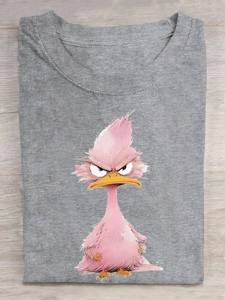 Casual Loose Crew Neck Duck T-Shirt