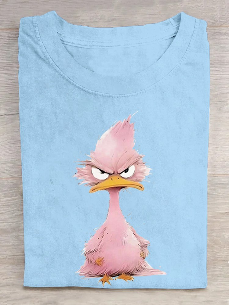 Casual Loose Crew Neck Duck T-Shirt