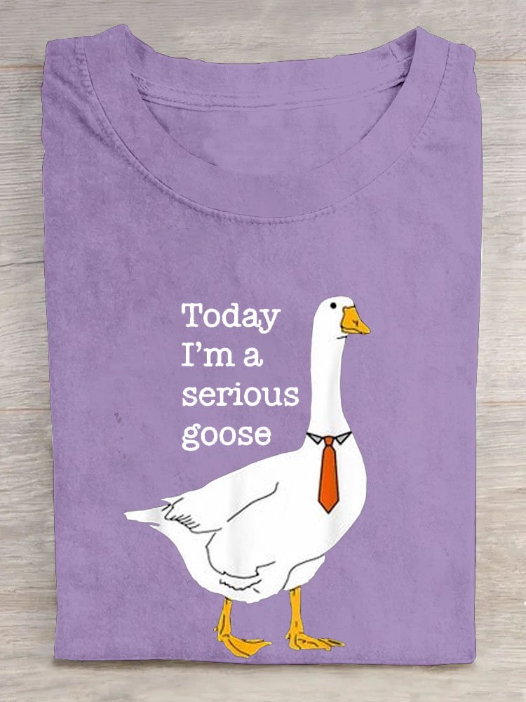 Funny Duck Text Letter Printed Round Neck Short Sleeve Casual T-shirt