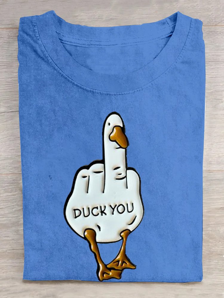 Cotton Casual Duck Letter Pattern T-Shirt