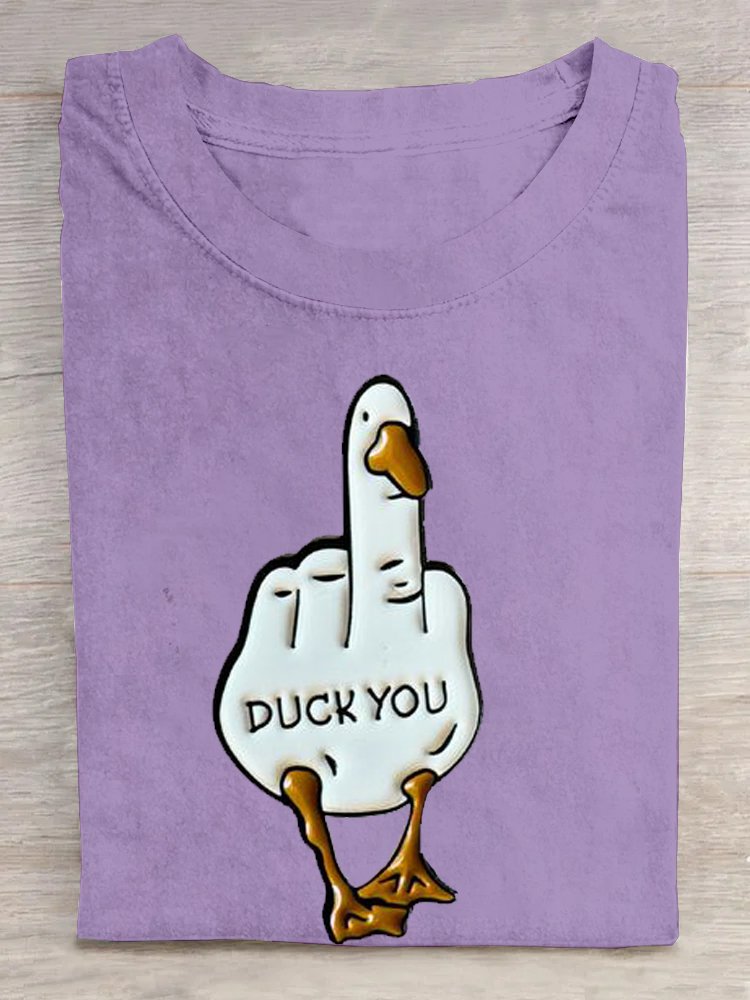 Cotton Casual Duck Letter Pattern T-Shirt