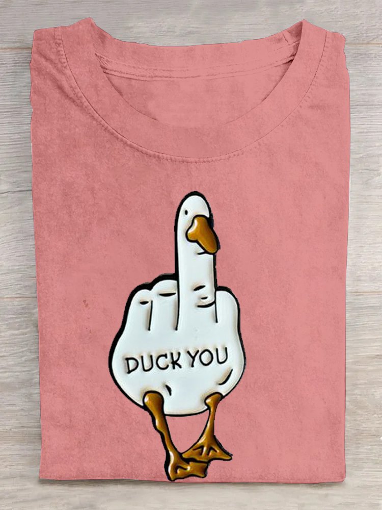 Cotton Casual Duck Letter Pattern T-Shirt