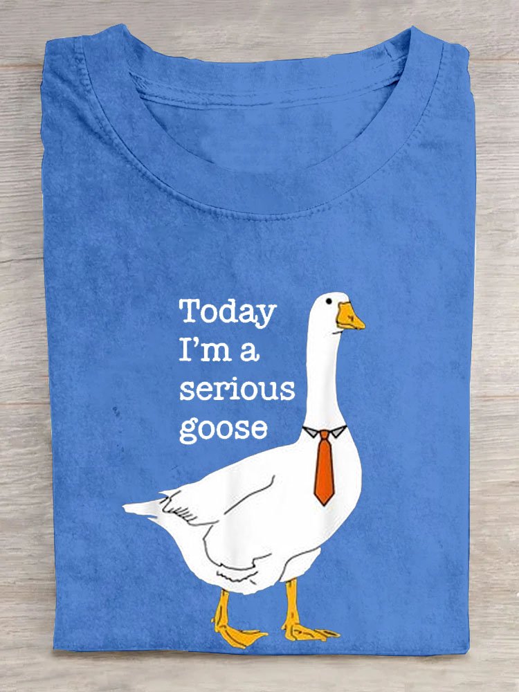 Funny Duck Text Letter Printed Round Neck Short Sleeve Casual T-shirt