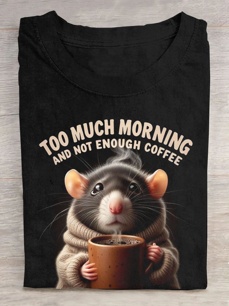 Fun mouse print round neck short sleeved casual T-shirt