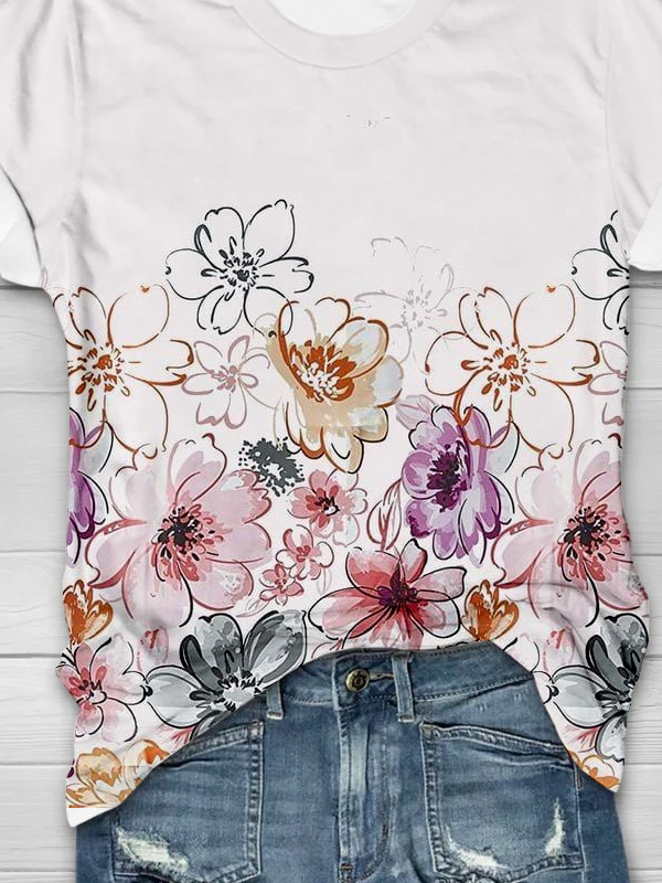 Jersey Floral Casual T-Shirt