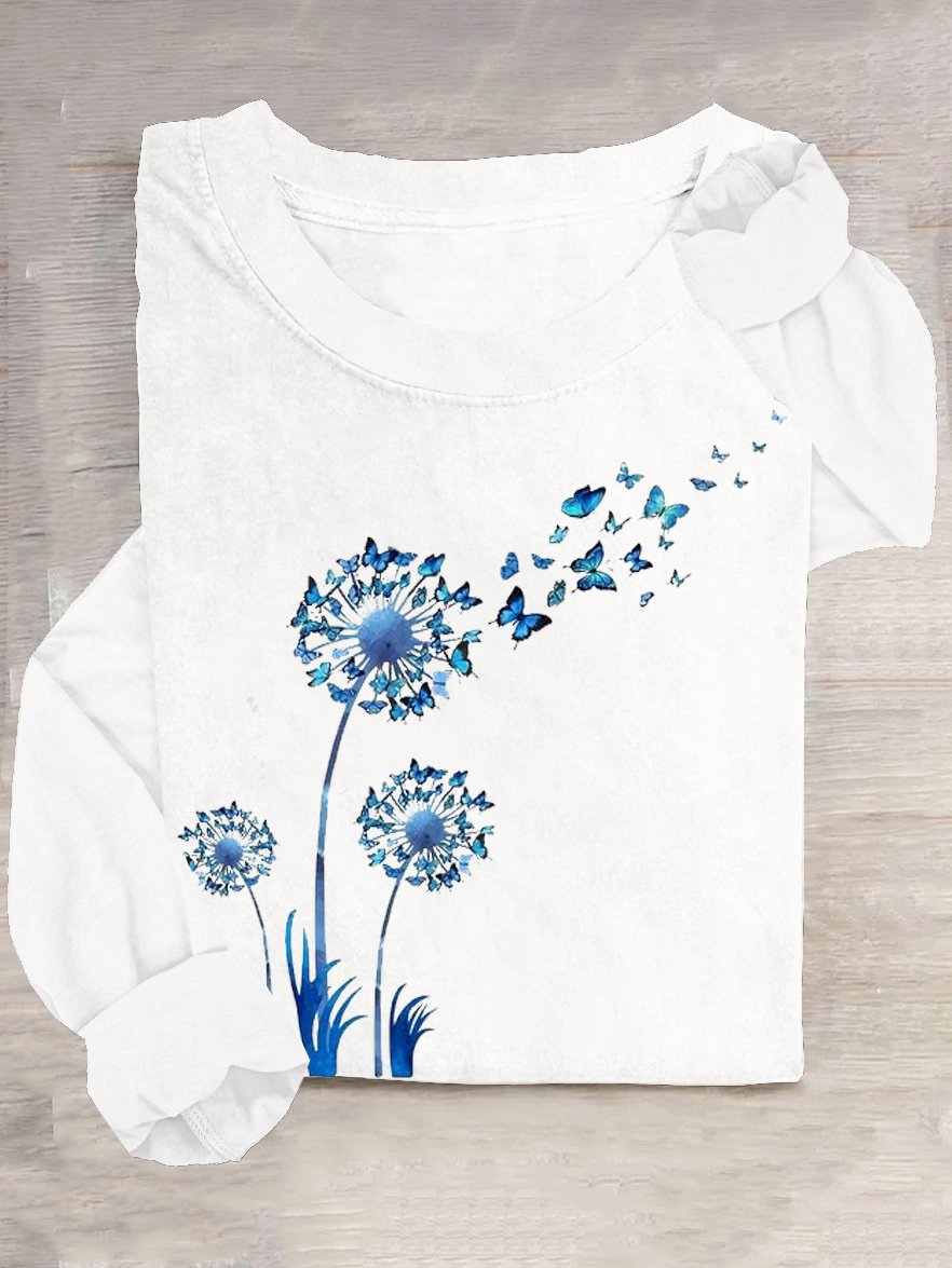 Loose Casual Dandelion Crew Neck T-Shirt