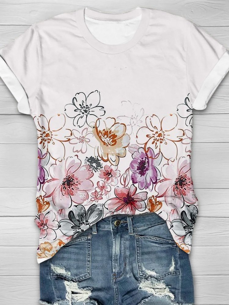 Jersey Floral Casual T-Shirt