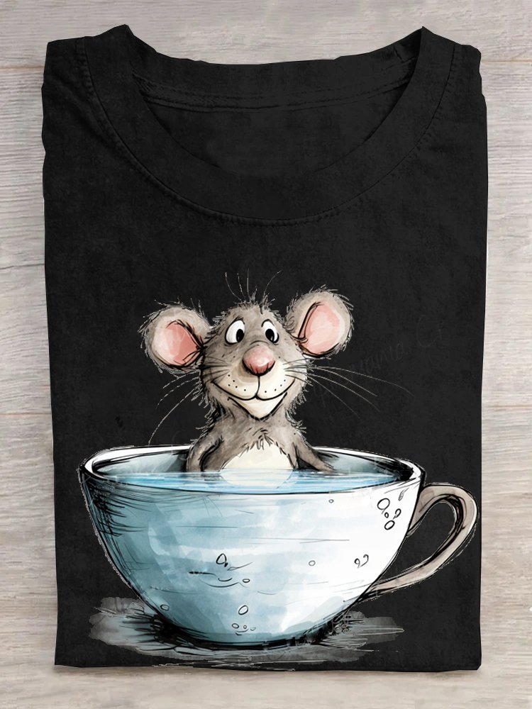 Crew Neck Mouse Loose Casual T-Shirt