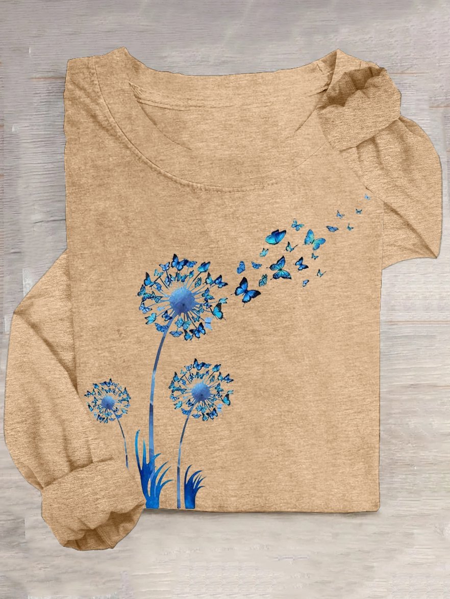 Loose Casual Dandelion Crew Neck T-Shirt