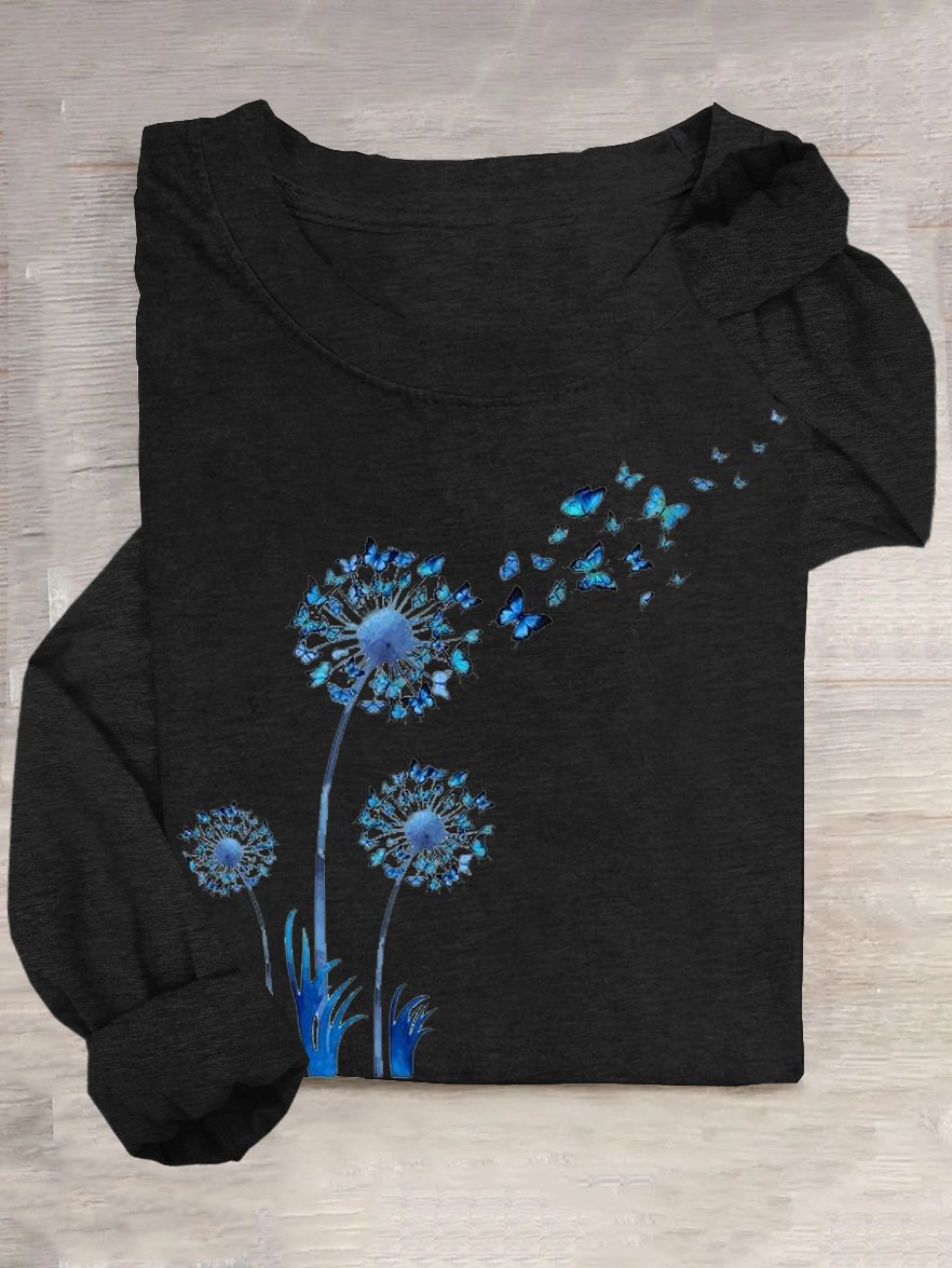 Loose Casual Dandelion Crew Neck T-Shirt