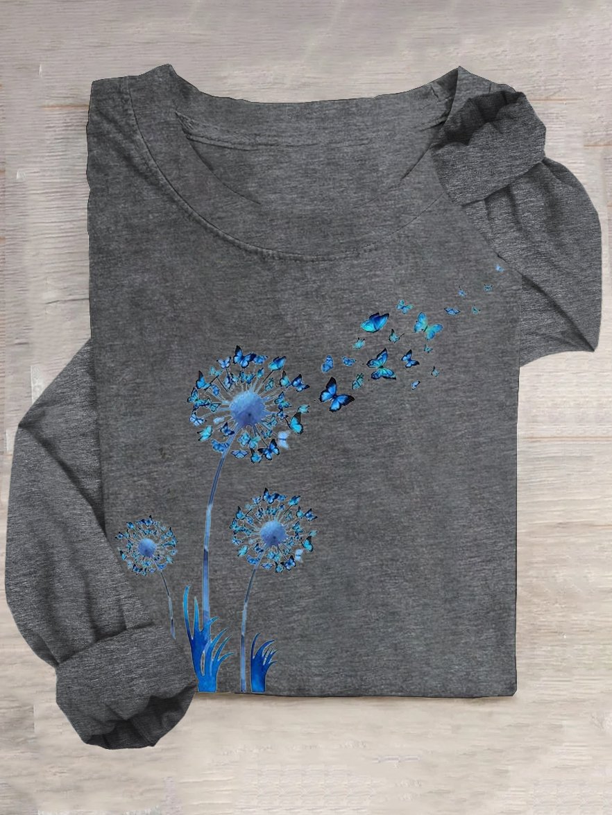 Loose Casual Dandelion Crew Neck T-Shirt