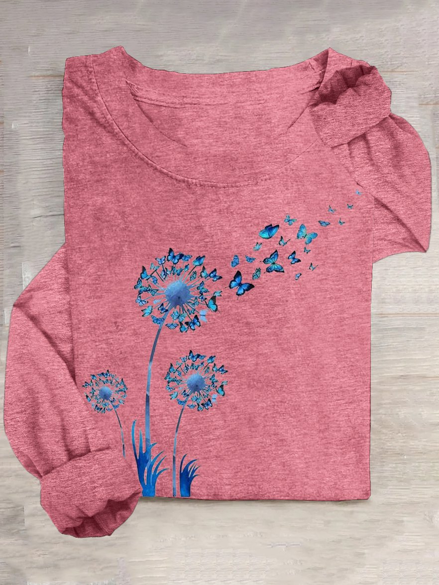 Loose Casual Dandelion Crew Neck T-Shirt