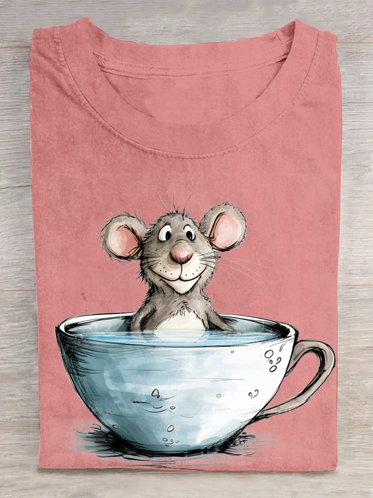 Crew Neck Mouse Loose Casual T-Shirt