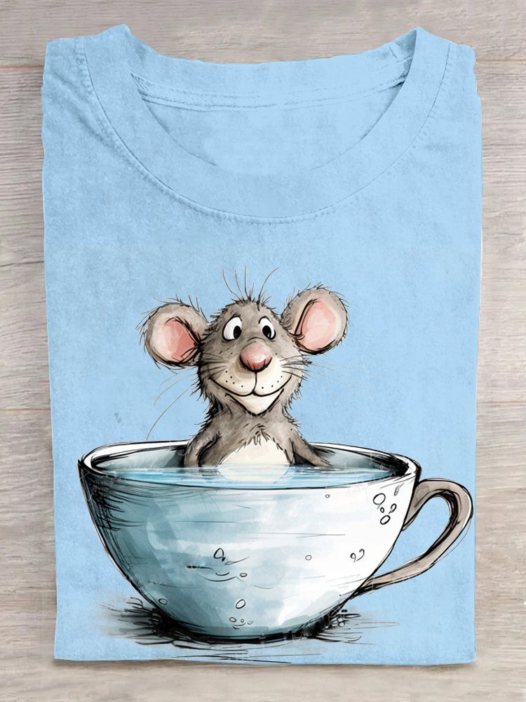 Crew Neck Mouse Loose Casual T-Shirt