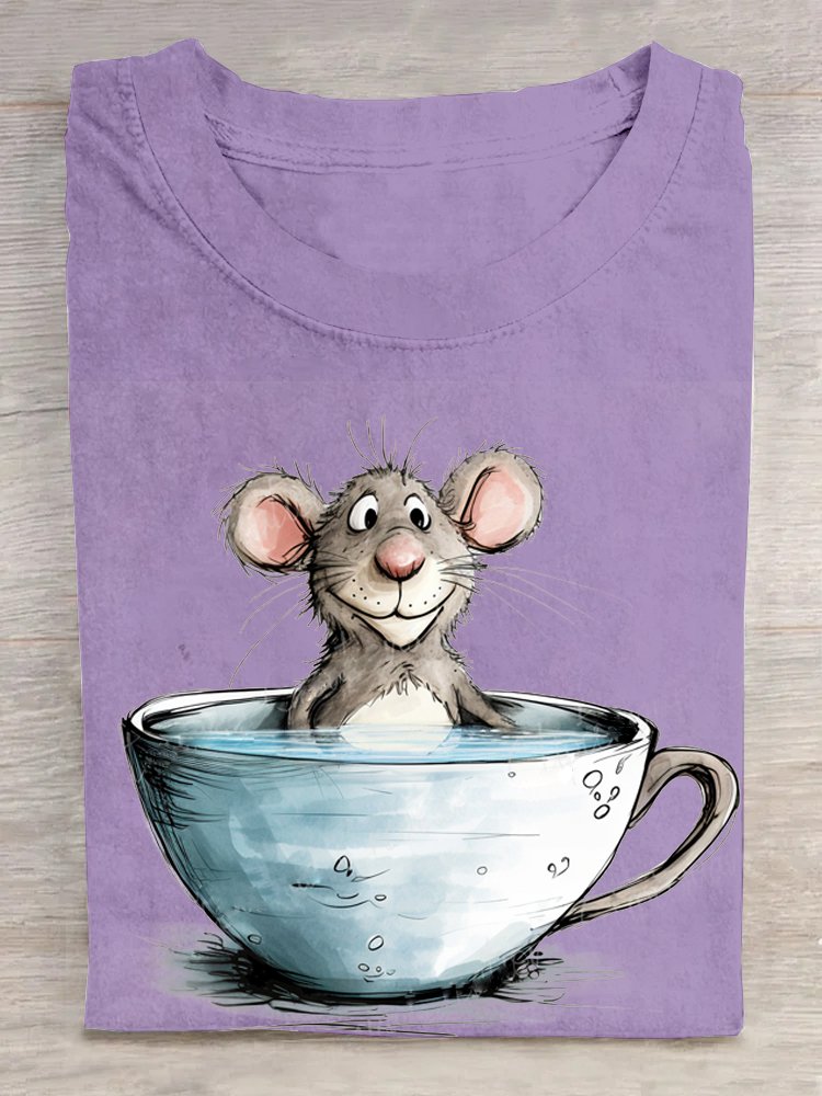 Crew Neck Mouse Loose Casual T-Shirt