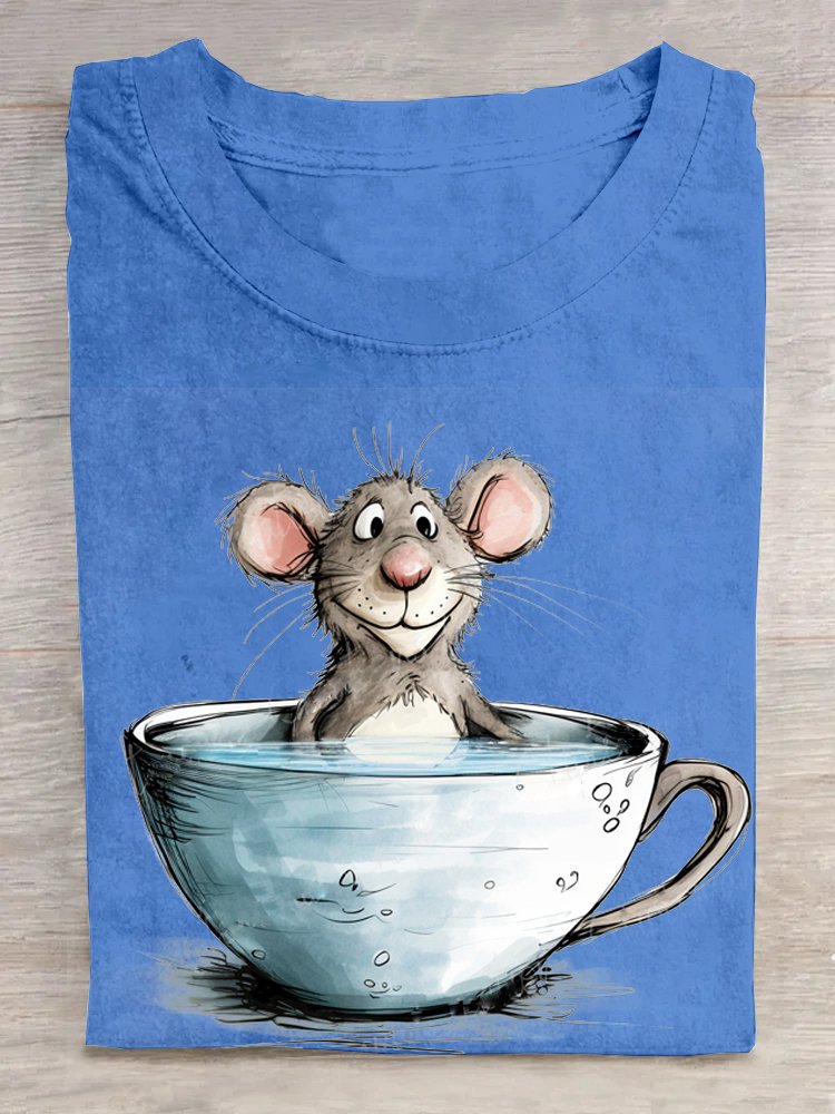 Crew Neck Mouse Loose Casual T-Shirt