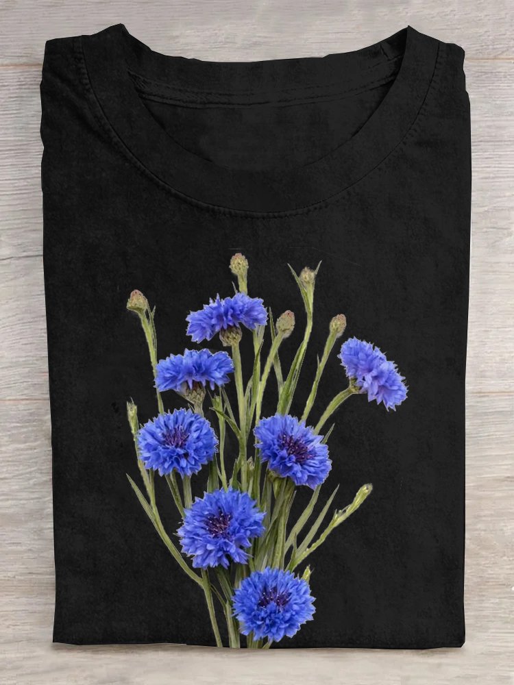 Floral Casual Cotton T-Shirt