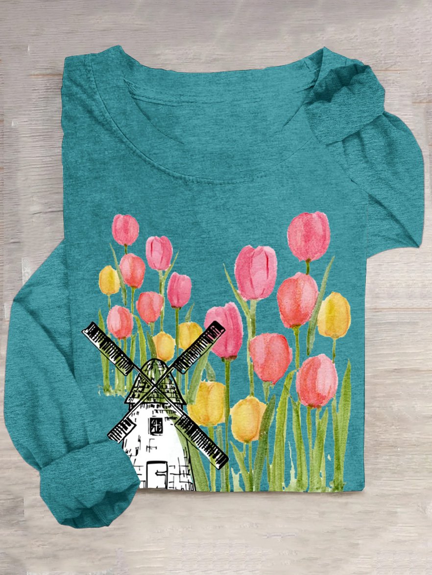 Holland Tulip Amsterdam Windmill T-Shirt