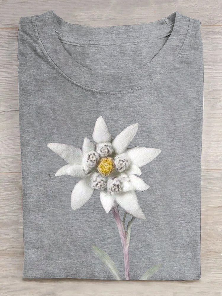 Loose Cotton Floral Casual T-Shirt