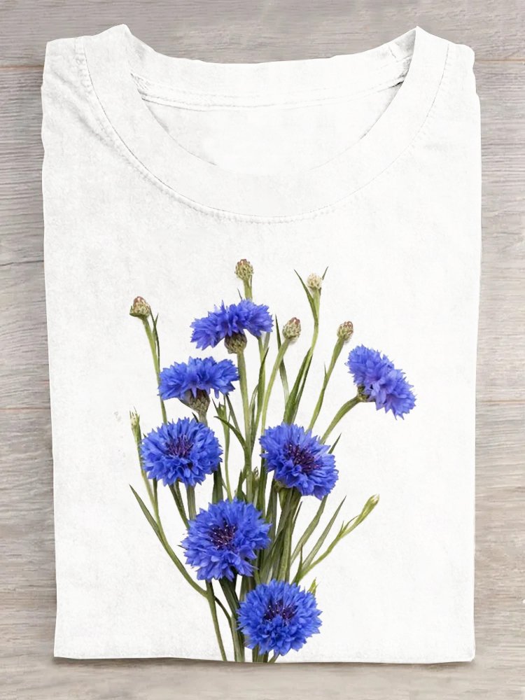 Floral Casual Cotton T-Shirt