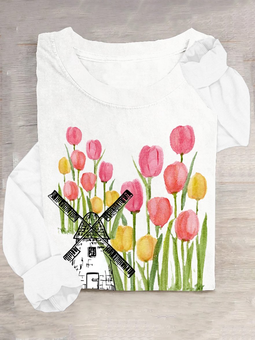 Holland Tulip Amsterdam Windmill T-Shirt