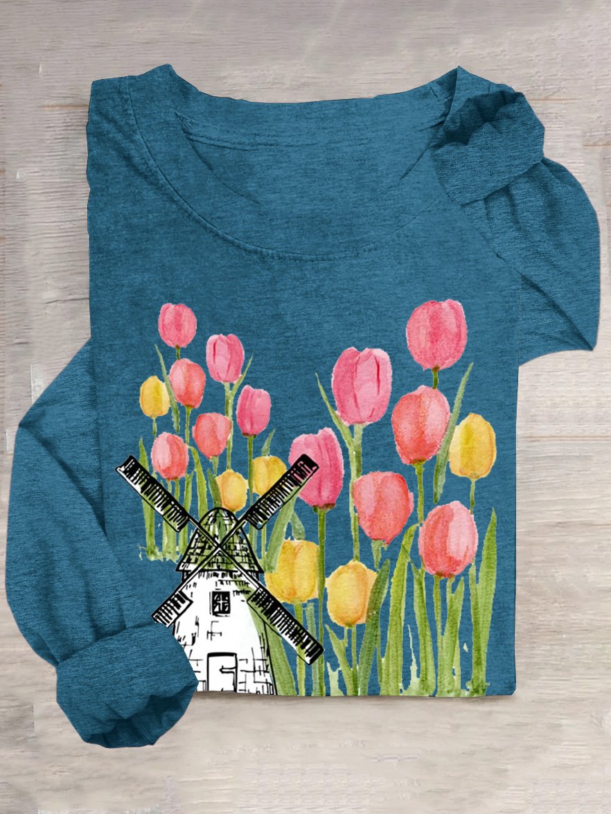 Holland Tulip Amsterdam Windmill T-Shirt