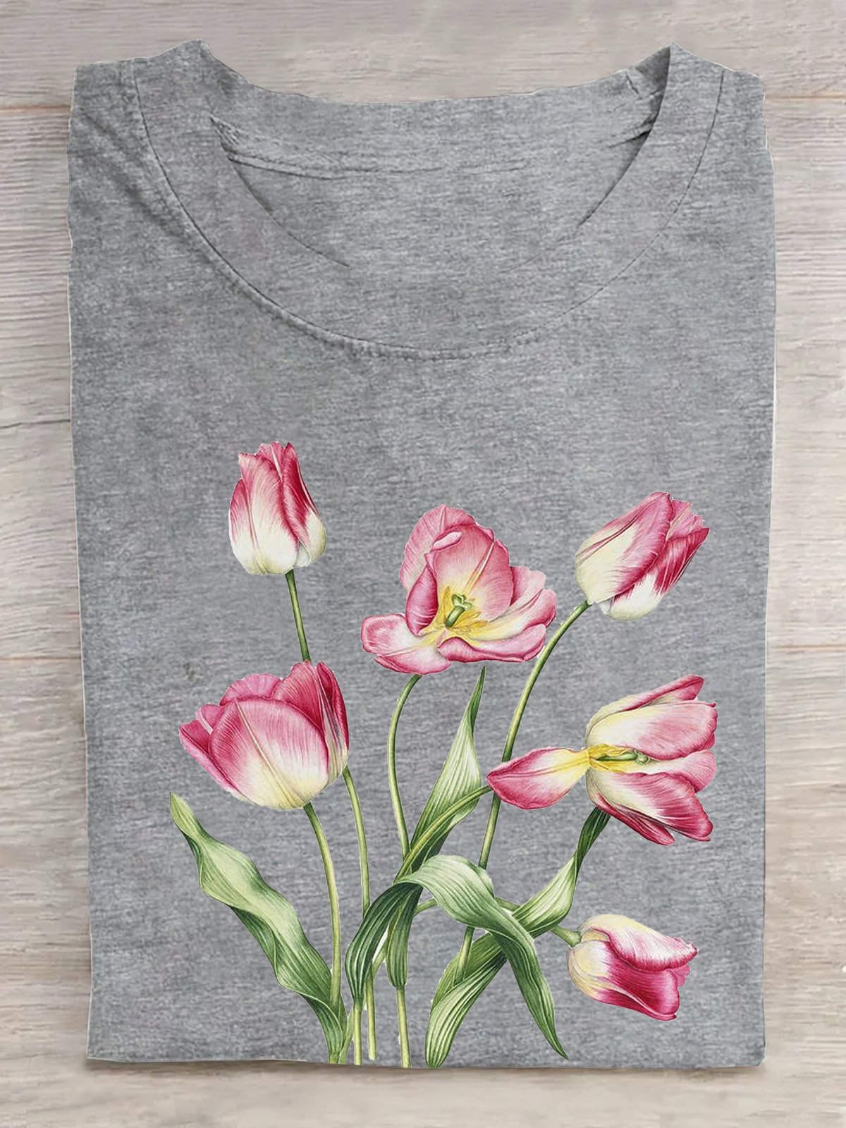 Cotton Tulipa  Loose Casual T-Shirt