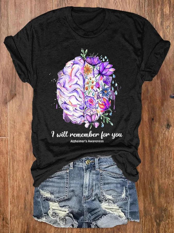 Women's I Will Remember For You Alzheimer's Awareness Tee